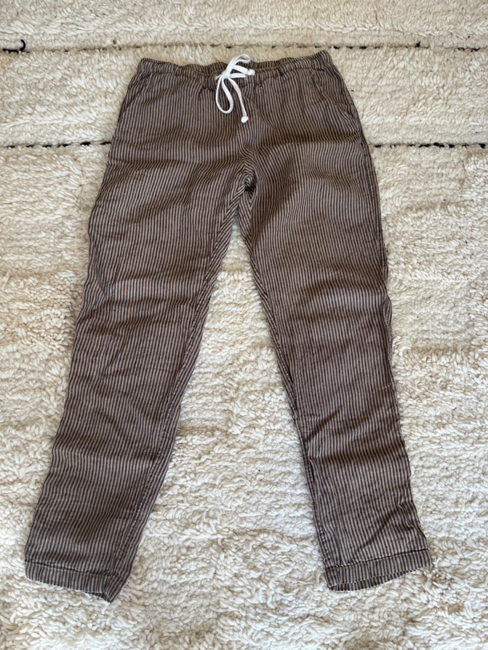 Alex Crane Men's Brown Striped Casual Drawstring Pants